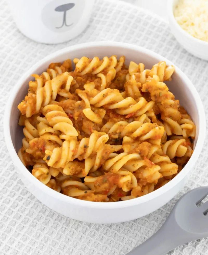 Toddler pasta with hidden veg sauce